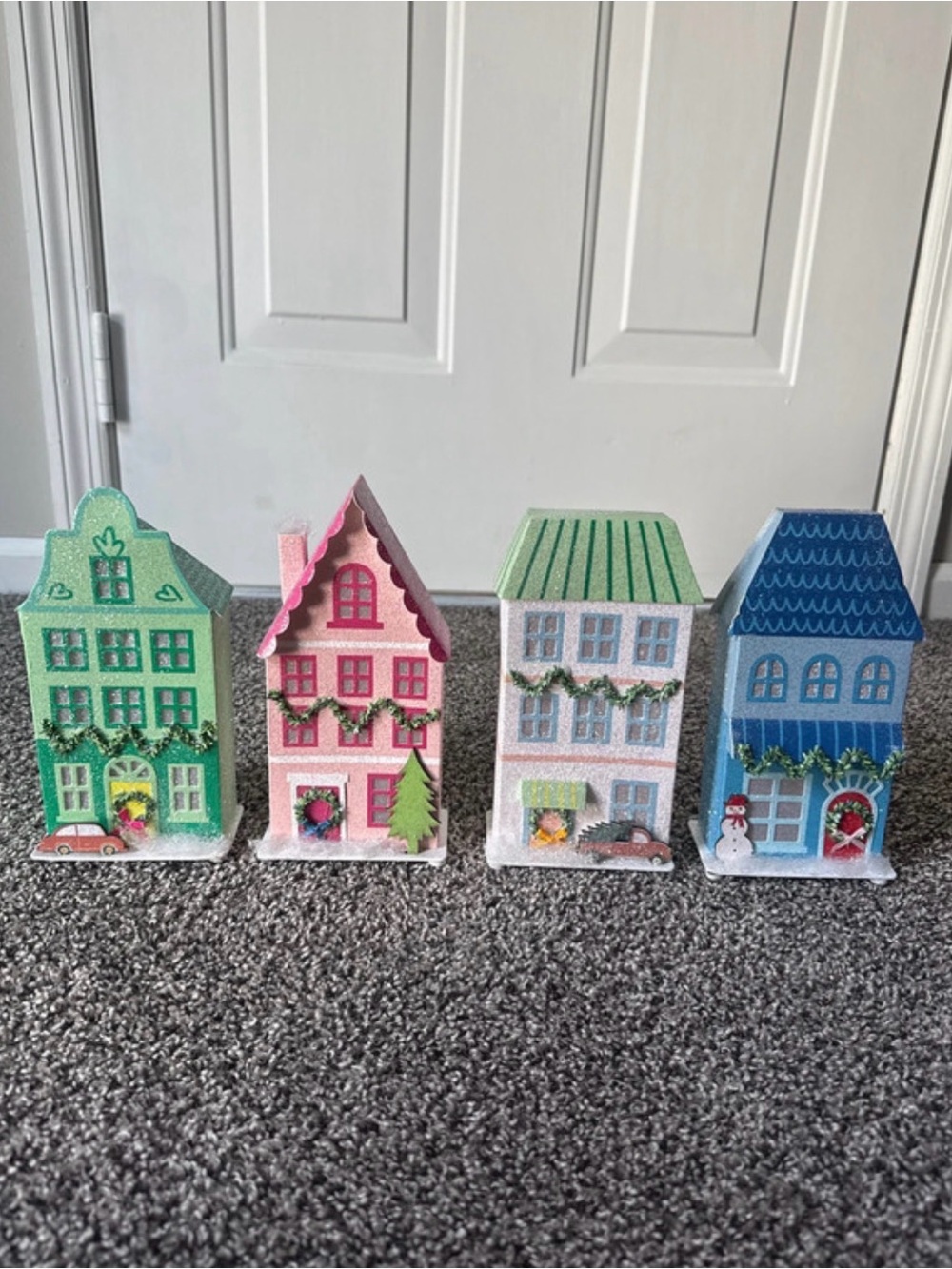 Wondershop Set of 4 Light Up Paper House Christmas Village